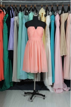 A-Line Short Pink Chiffon Bridesmaid Dresses/Wedding Party Dresses BD010716