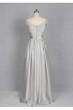 A-Line Sweetheart Cap Sleeve Long Grey Chiffon Bridesmaid Dresses/Evening Dresses BD010721