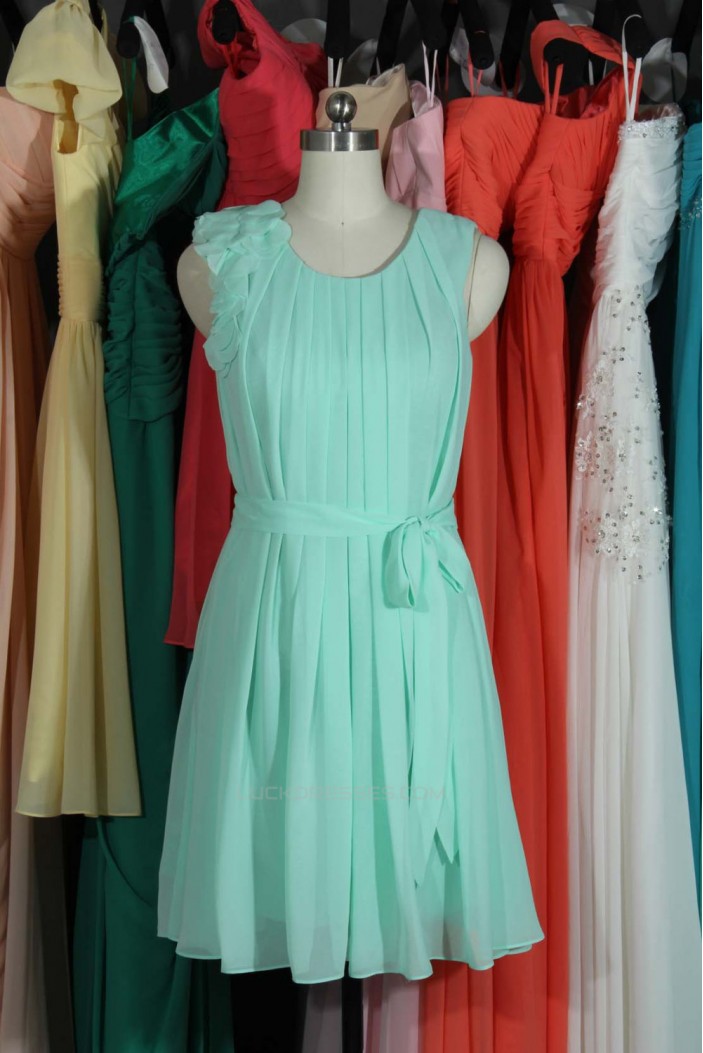 A-Line Pleated Short Chiffon Bridesmaid Dresses/Wedding Party Dresses BD010724