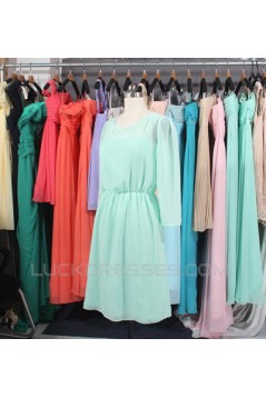 A-Line 3/4 Sleeve Short Chiffon Bridesmaid Dresses/Wedding Party Dresses BD010736