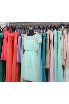 A-Line Short Sleeve Short Chiffon Bridesmaid Dresses/Wedding Party Dresses BD010737