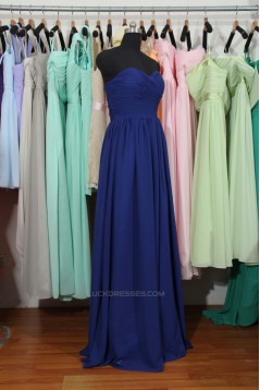 A-Line Sweetheart Long Blue Chiffon Bridesmaid Dresses/Wedding Party Dresses BD010785