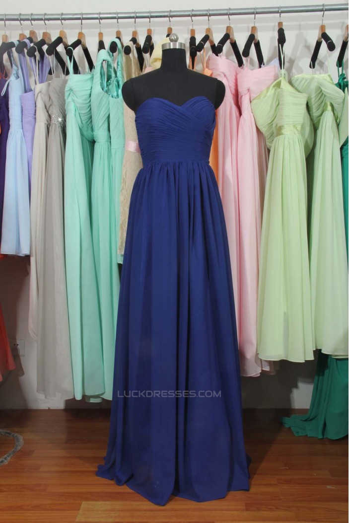 A-Line Sweetheart Long Blue Chiffon Bridesmaid Dresses/Wedding Party Dresses BD010785