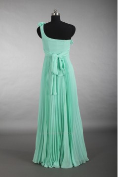 Empire One-Shoulder Pleated Long Green Chiffon Bridesmaid Dresses/Wedding Party Dresses/Maternity Dresses BD010786