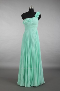 Empire One-Shoulder Pleated Long Green Chiffon Bridesmaid Dresses/Wedding Party Dresses/Maternity Dresses BD010786