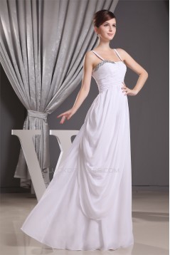 Long White Spaghetti Strap Sleeveless Bridesmaid Dresses 02010015