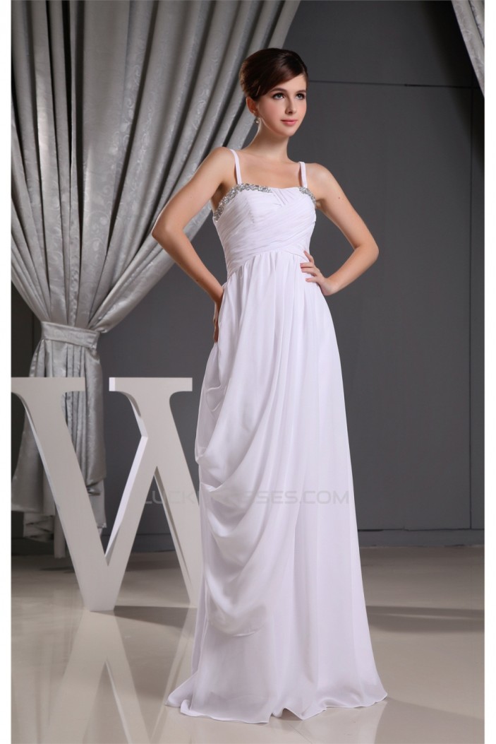 Long White Spaghetti Strap Sleeveless Bridesmaid Dresses 02010015