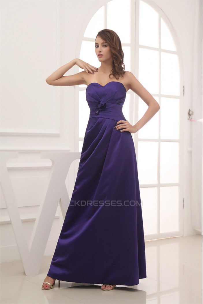 Elegant Handmade Flowers Satin A-Line Sweetheart Bridesmaid Dresses 02010025