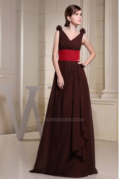 Elegant Sleeveless Chiffon Silk like Satin V-Neck Bridesmaid Dresses 02010026