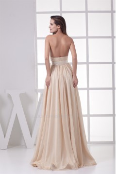 Floor-Length Chiffon Silk like Satin A-Line Long Bridesmaid Dresses 02010032