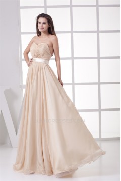 Floor-Length Chiffon Silk like Satin A-Line Long Bridesmaid Dresses 02010032