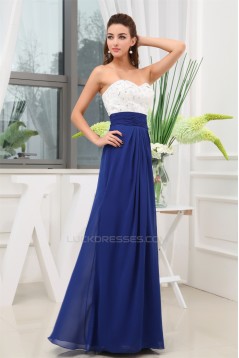 A-Line Sweetheart White Blue Beaded Long Bridesmaid Dresses 02010037