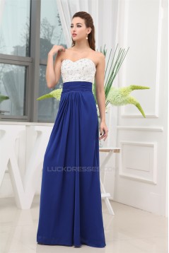 A-Line Sweetheart White Blue Beaded Long Bridesmaid Dresses 02010037