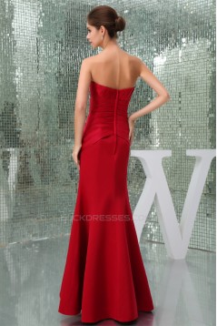 Floor-Length Criss Cross Trumpet/Mermaid Soft Long Red Sweetheart Bridesmaid Dresses 02010040