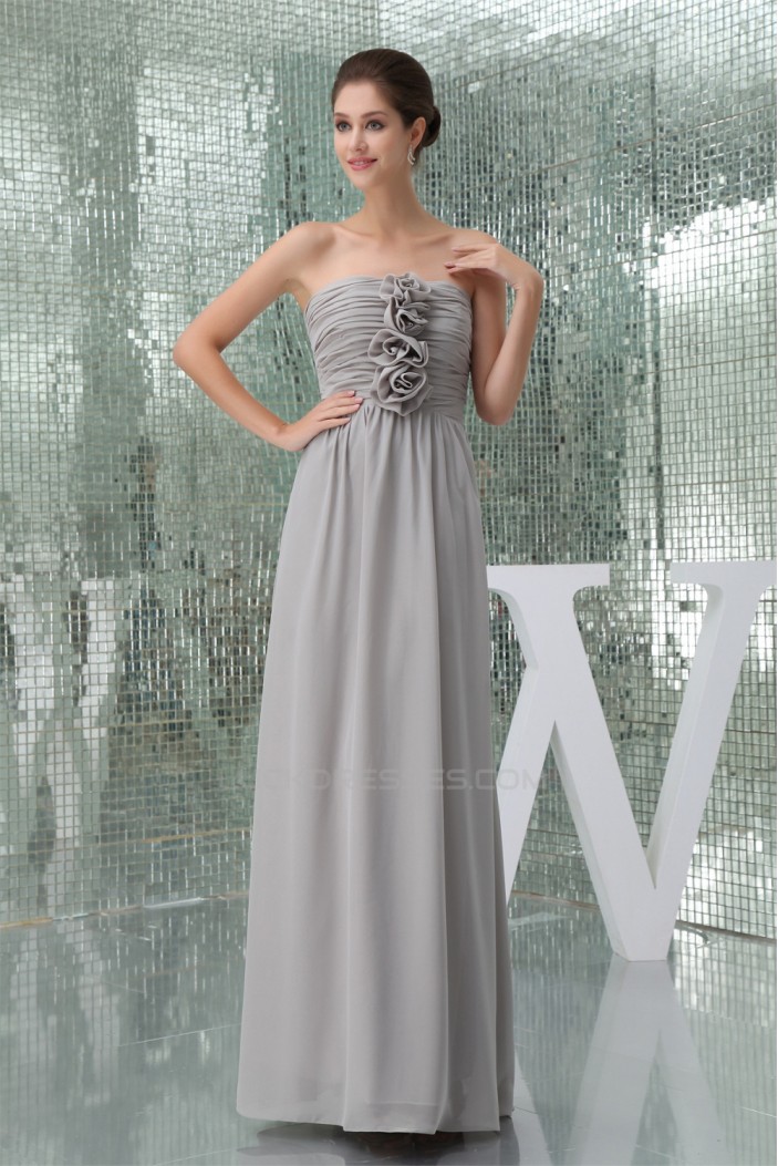 Floor-Length Sleeveless Handmade Flowers Long Best Bridesmaid Dresses 02010046