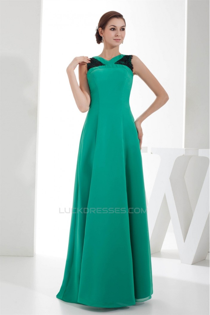 Floor-Length Sleeveless Portrait Chiffon Lace Best Bridesmaid Dresses 02010047