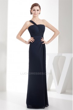 Floor-Length Strapless Sheath/Column Long Navy Blue Chiffon Bridesmaid Dresses 02010048