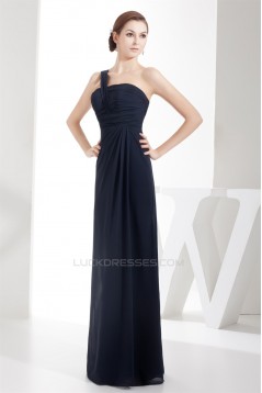 Floor-Length Strapless Sheath/Column Long Navy Blue Chiffon Bridesmaid Dresses 02010048