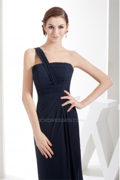 Floor-Length Strapless Sheath/Column Long Navy Blue Chiffon Bridesmaid Dresses 02010048