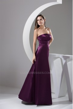A-Line Sleeveless Floor-Length Strapless Pleats Long Bridesmaid Dresses 02010049