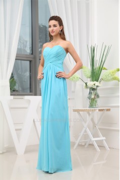 Floor-Length Sweetheart Sleeveless Sheath/Column Long Blue Bridesmaid Prom/Formal Evening Dresses 02010052