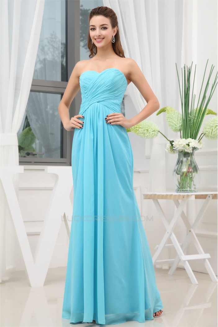 Floor-Length Sweetheart Sleeveless Sheath/Column Long Blue Bridesmaid Prom/Formal Evening Dresses 02010052