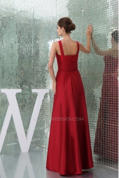 Halter Floor-Length Ruffles Sleeveless Taffeta Long Red Bridesmaid Dresses 02010057