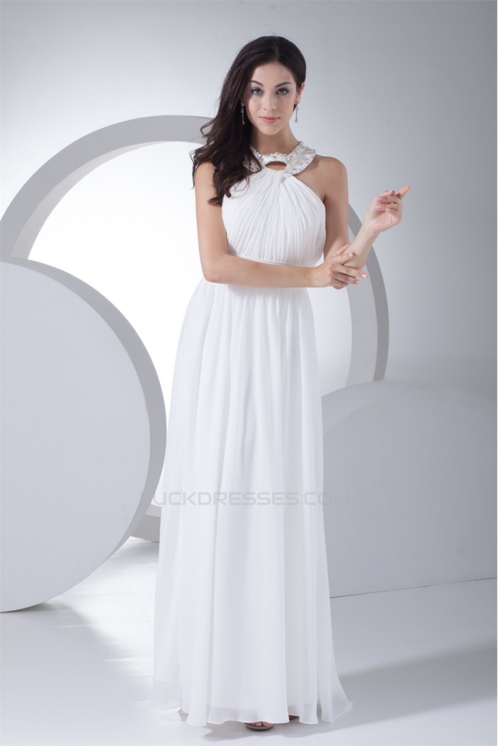 Halter Sheath/Column Sleeveless Floor-Length Best Long White Bridesmaid Dresses 02010058