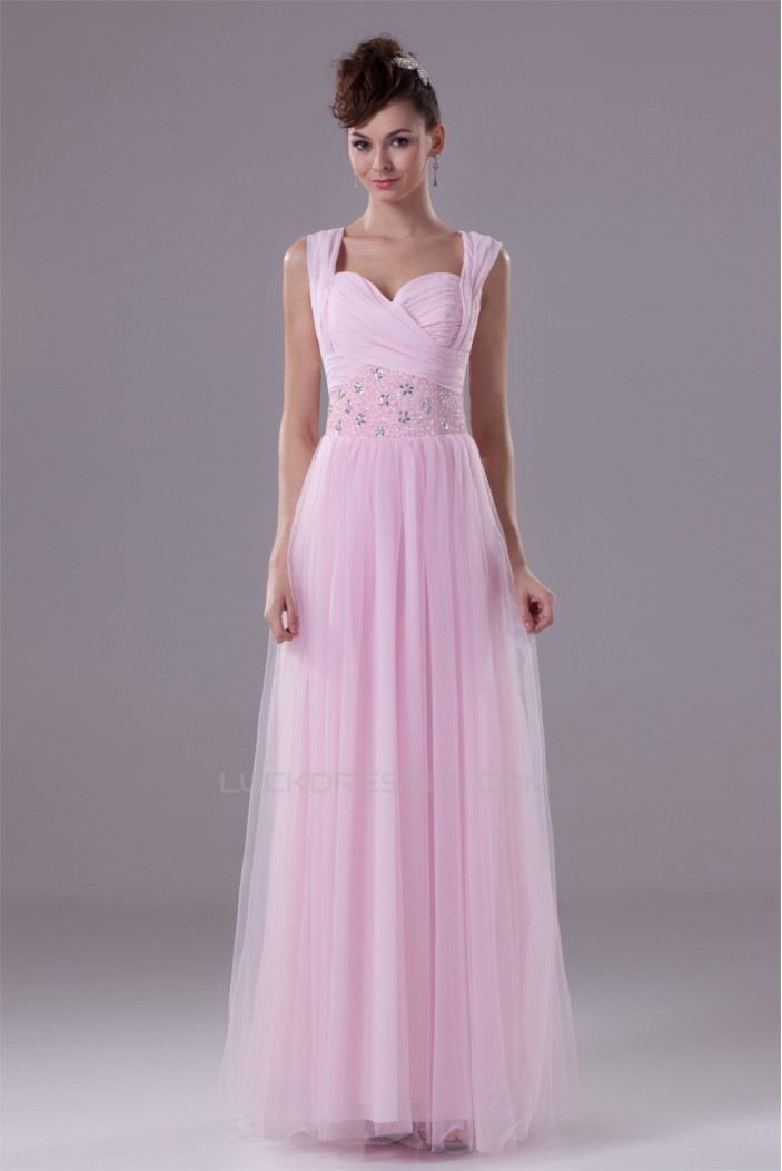 Illusion Sleeves Sweetheart Beaded Long Pink Bridesmaid Dresses 02010063