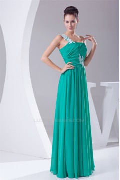A-Line One-Shoulder Chiffon Floor-Length Best Bridesmaid Dresses 02010069