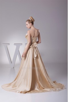 A-Line Strapless Handmade Flowers Floor-Length Bridesmaid Dresses 02010071