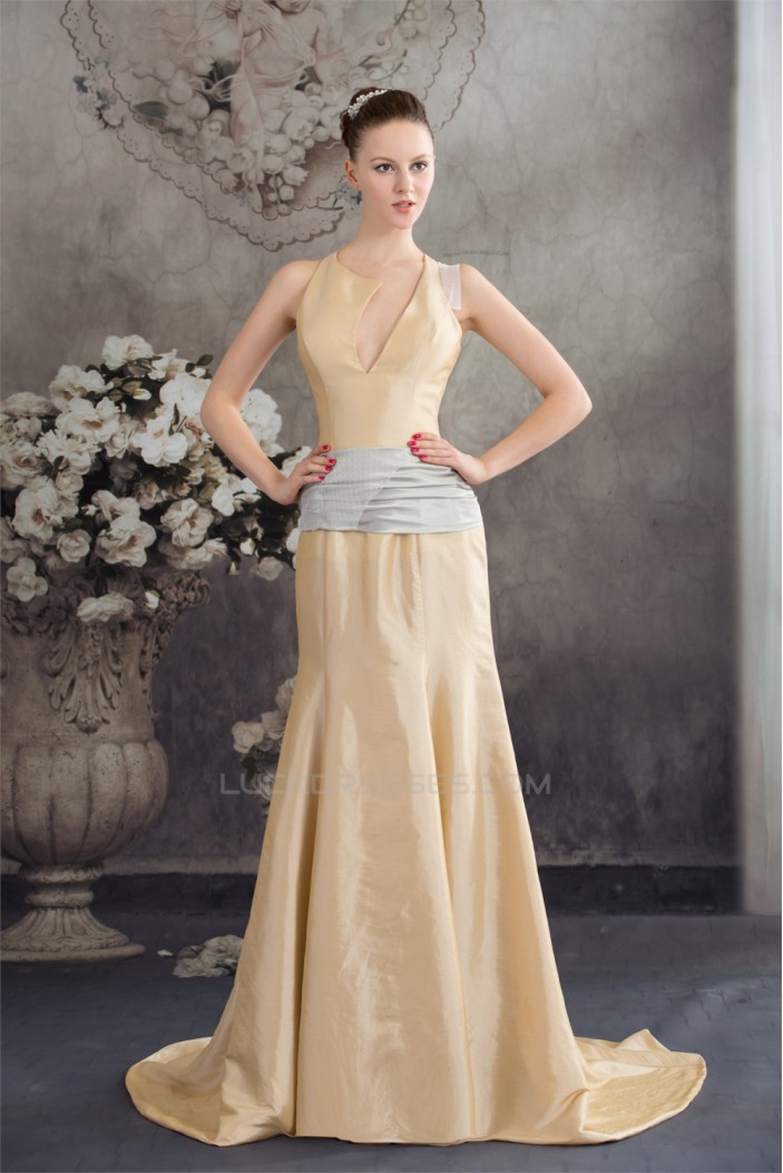 Puddle Train Mermaid/Trumpet Straps Sleeveless Long Bridesmaid Dresses 02010077