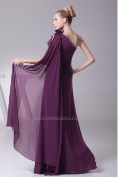 A-Line Ruffles One-Shoulder Chiffon Long Bridesmaid Dresses 02010078