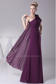 A-Line Ruffles One-Shoulder Chiffon Long Bridesmaid Dresses 02010078