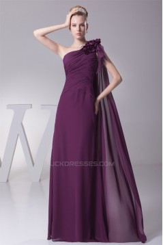 A-Line Ruffles One-Shoulder Chiffon Long Bridesmaid Dresses 02010078