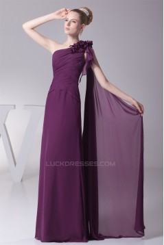 A-Line Ruffles One-Shoulder Chiffon Long Bridesmaid Dresses 02010078