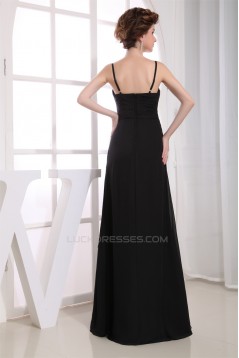 A-Line Sweetheart Spaghetti Strap Floor-Length Long Black Chiffon Bridesmaid Dresses 02010083