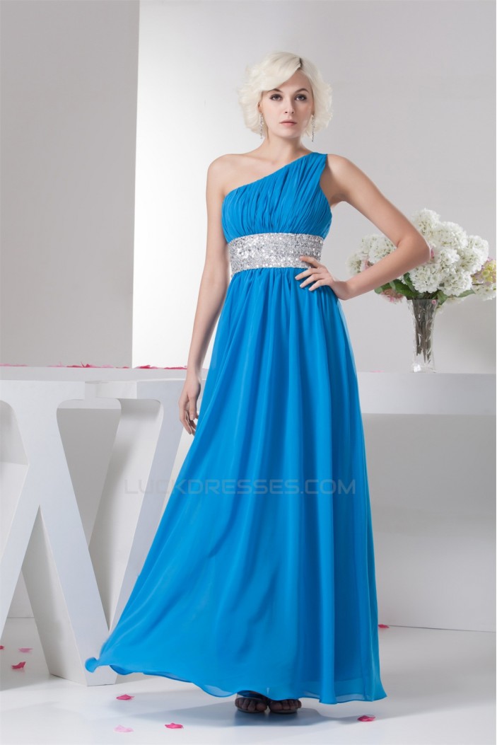 Chiffon One-Shoulder Sheath/Column Sleeveless One-Shoulder Bridesmaid Dresses 02010096