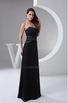 Floor-Length Sleeveless Pleats Strapless Long Black Bridesmaid Dresses 02010101