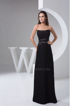 Floor-Length Sleeveless Pleats Strapless Long Black Bridesmaid Dresses 02010101