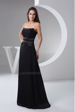 Floor-Length Sleeveless Pleats Strapless Long Black Bridesmaid Dresses 02010101