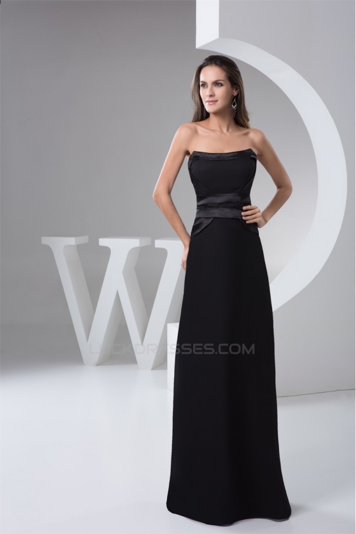 Floor-Length Sleeveless Pleats Strapless Long Black Bridesmaid Dresses 02010101