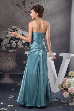 A-Line Floor-Length Silk like Satin Soft Strapless Long Bridesmaid Dresses 02010110