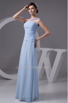 Sleeveless One-Shoulder Chiffon Long Bridesmaid Dresses 02010113