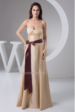 Classic Taffeta Ruched Brush Sweep Train Best Long Bridesmaid Dresses 02010118