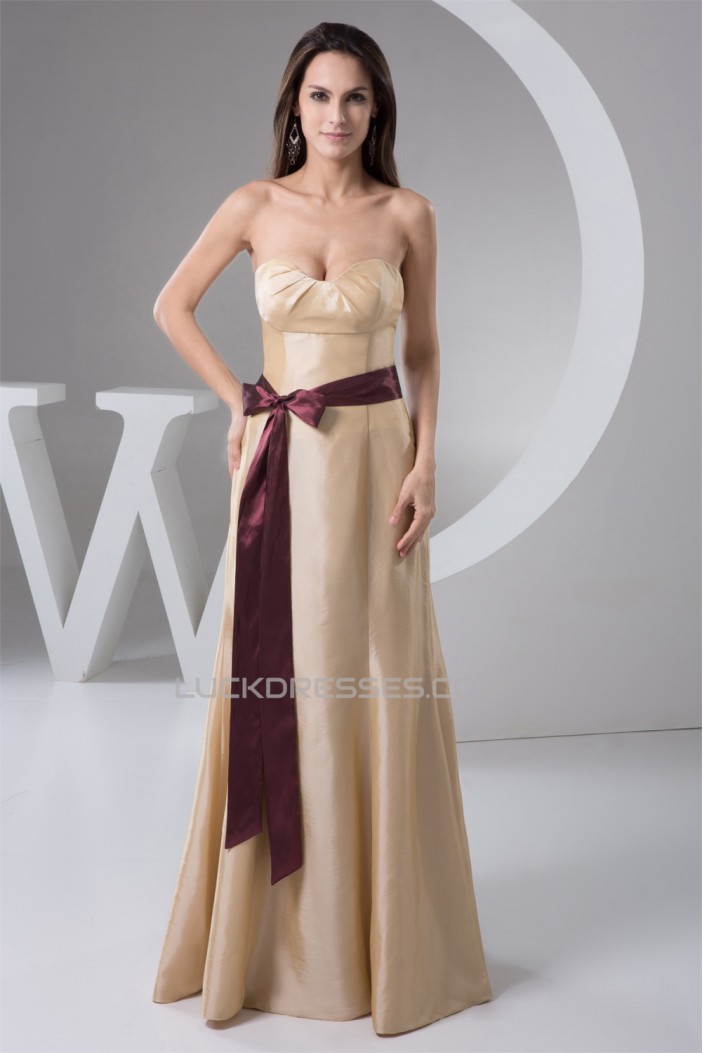 Classic Taffeta Ruched Brush Sweep Train Best Long Bridesmaid Dresses 02010118