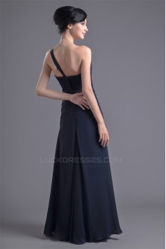 A-Line Chiffon One-Shoulder Long Bridesmaid Dresses 02010122