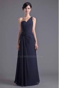 A-Line Chiffon One-Shoulder Long Bridesmaid Dresses 02010122