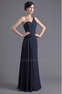 A-Line Chiffon One-Shoulder Long Bridesmaid Dresses 02010122