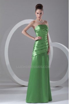 A-Line Floor-Length Pleats Strapless Sleeveless Long Bridesmaid Dresses 02010123